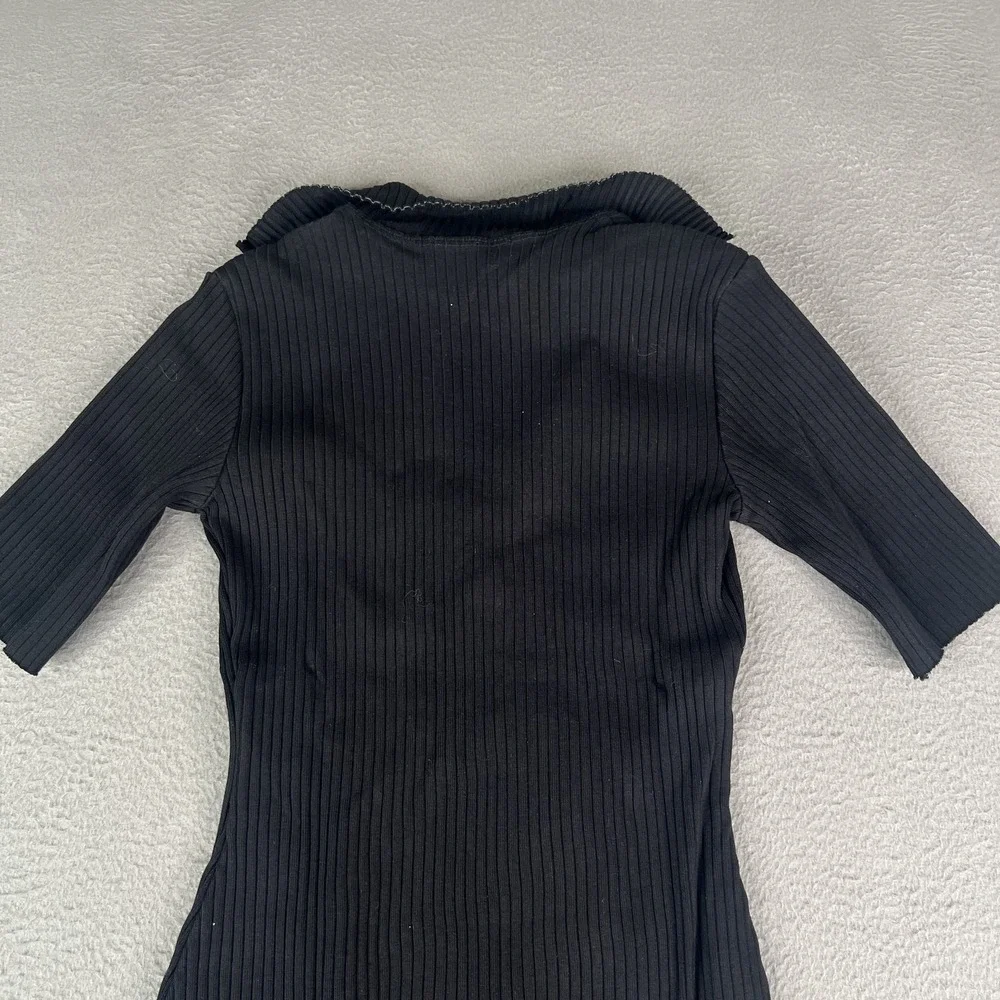 Cotton Citizen Dress Womens Small Black Ibiza SS Polo Ribbed Stretch Made USA